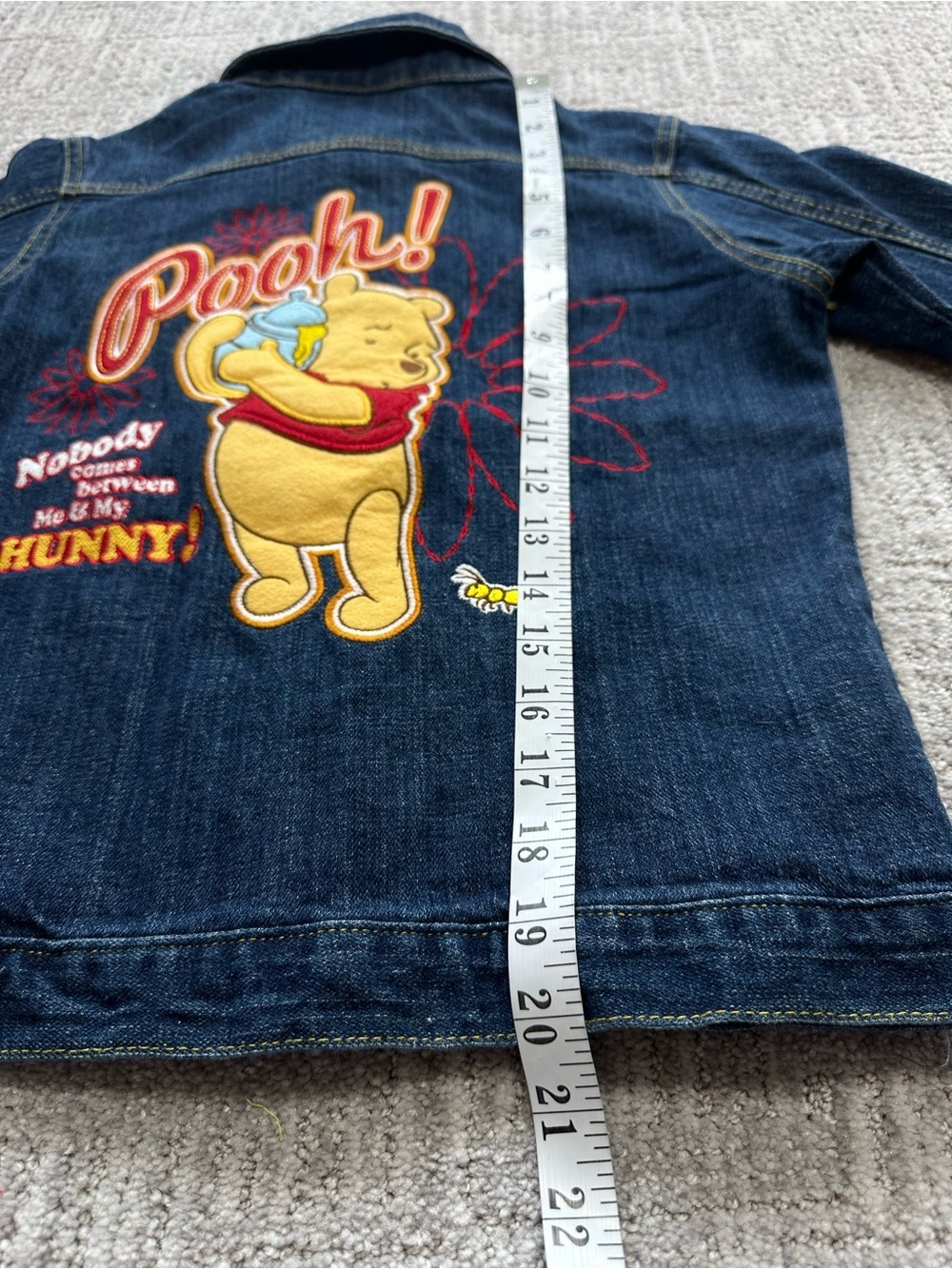 Kids vintage’s 90s Winnie the Pooh Denim Jacket Embroidered Back Patch Japanes - Picture 9 of 14